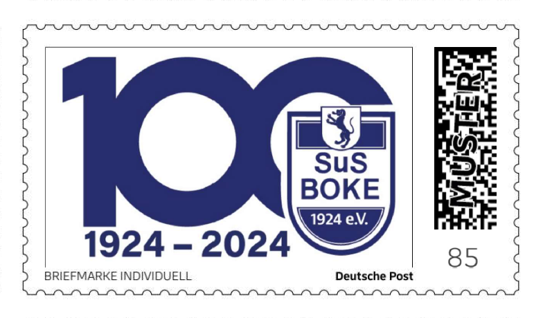 Briefmarke weist auf das Jubiläum des SuS BOKE 1924 e.V. hin